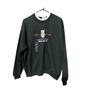 Top Stitch XL embroidered vintage grandma sweatshirt double collar hunter green